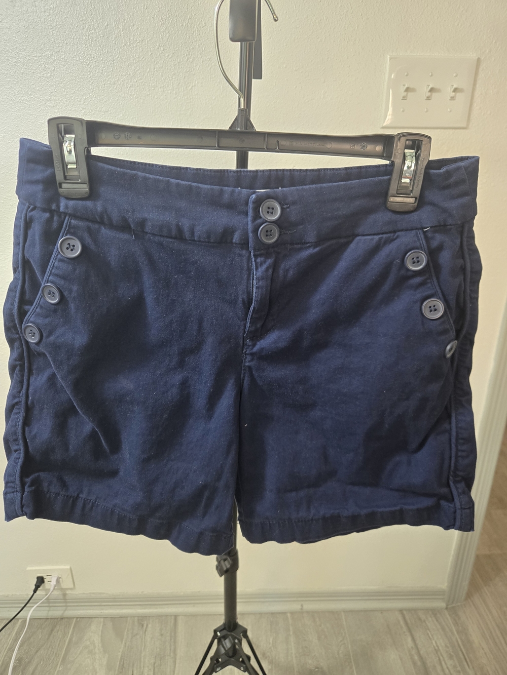 Westport Navy Double-Button Pocket Cotton Shorts